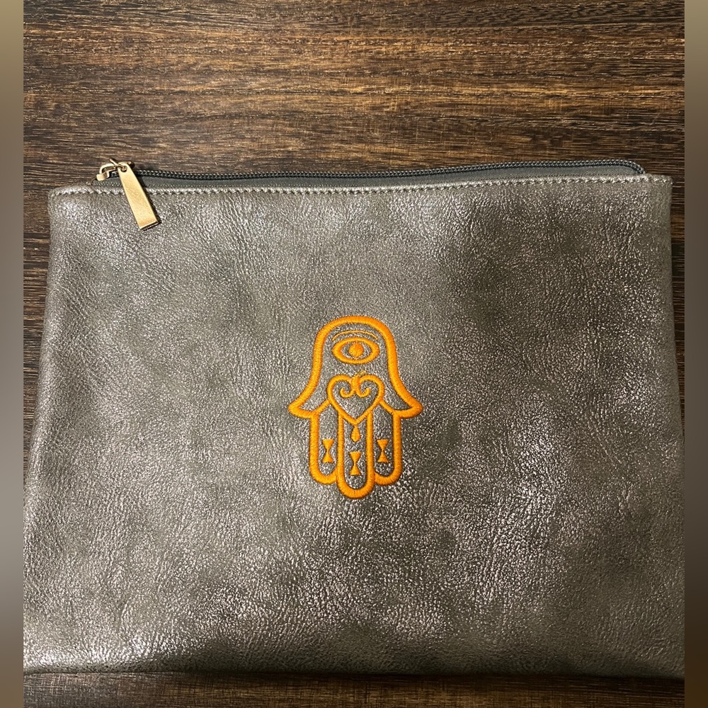 Cute hamsa cosmetic bag or small clutch